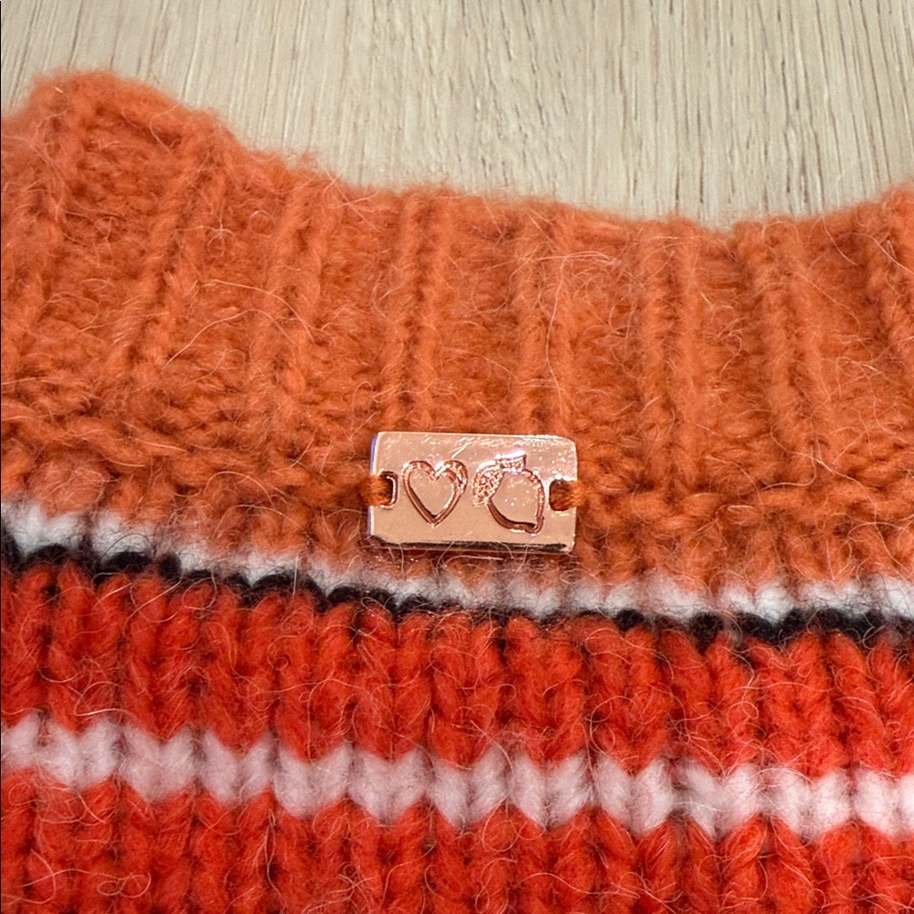 For Love & Lemons Medium Striped Orange Cardigan Sweater - Picture 7 of 7